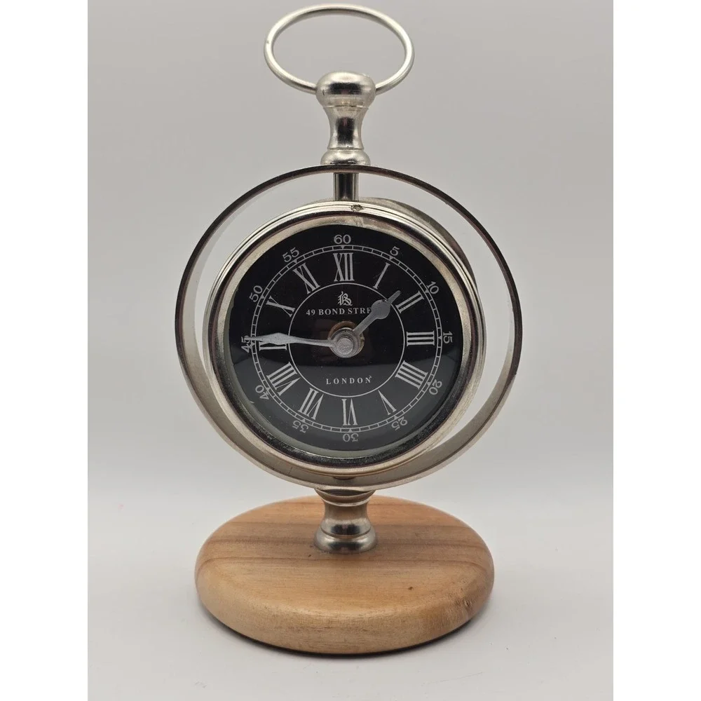 49 Bond Street London Steel Made Table Clock Desk Decor Made in India